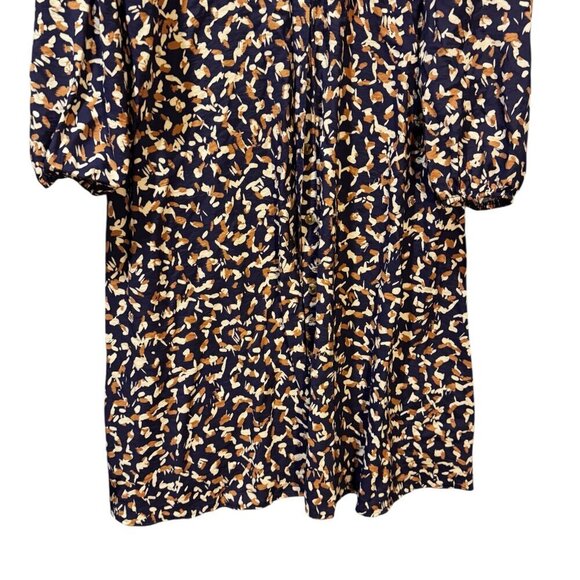 Nine West Navy Patterned Button-Down Long Sleeve Dress – Size XXL - Picture 2 of 5